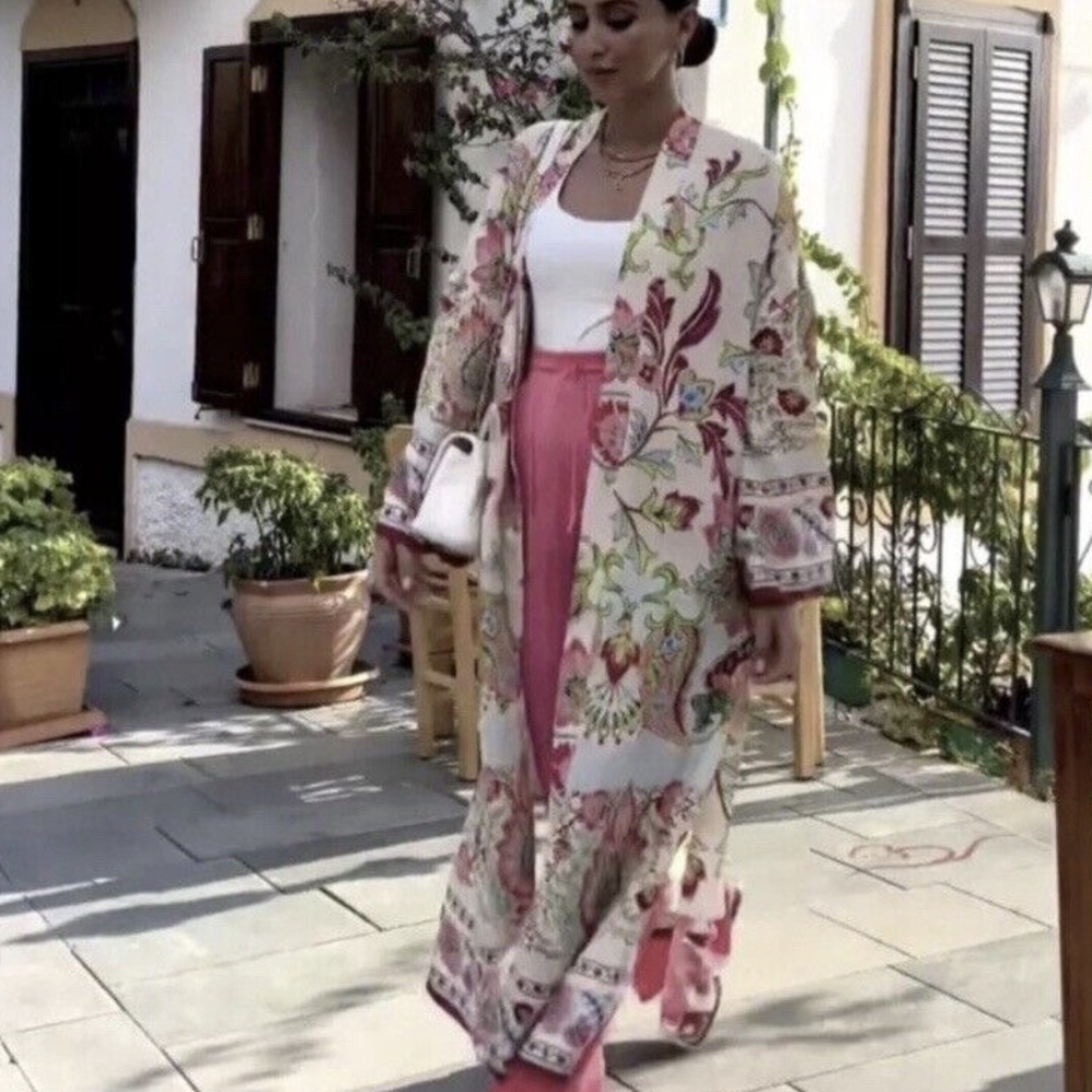 Zara Multicolor Floral Robe - Picture 9 of 16